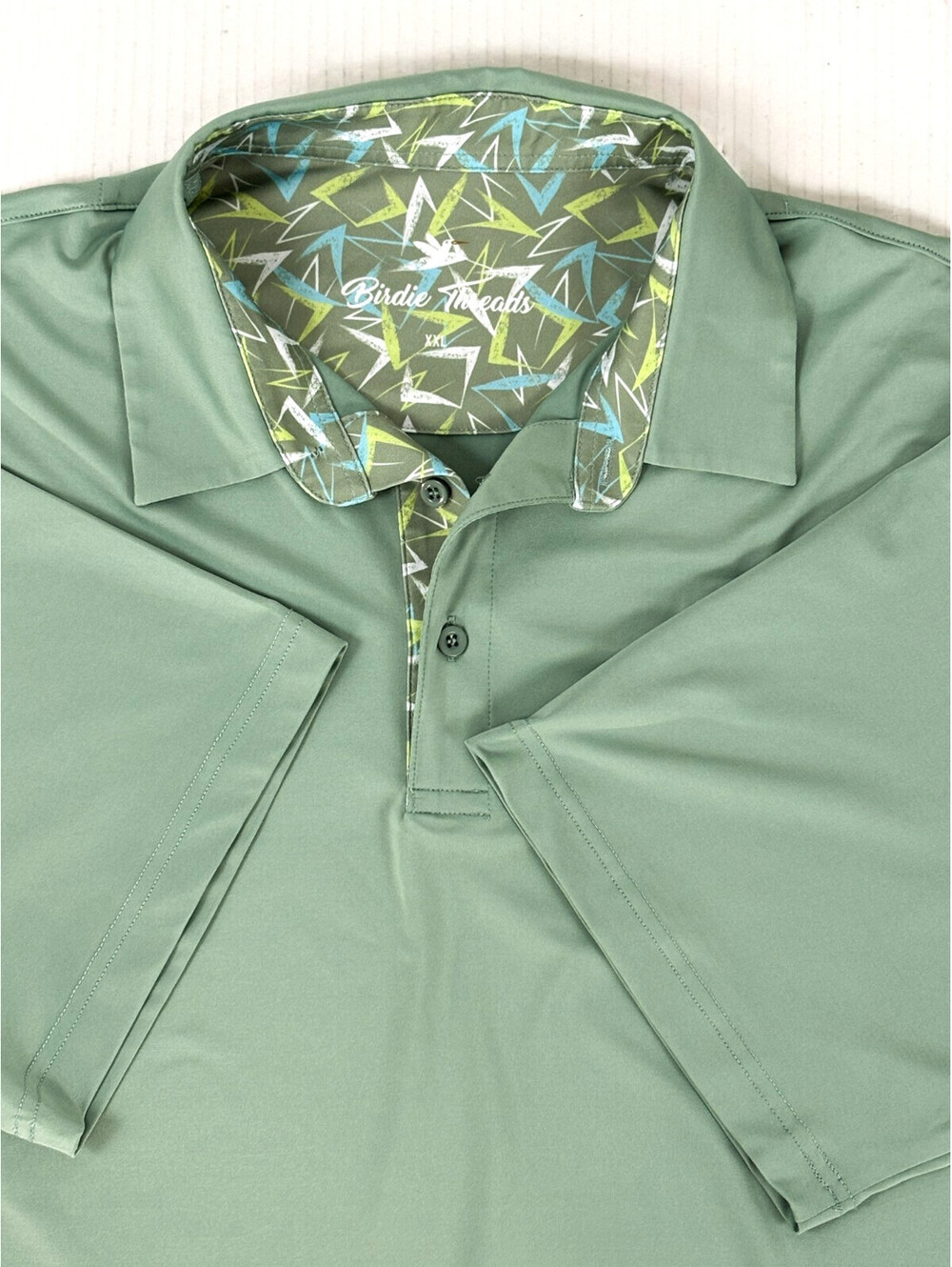 Birdie Threads Golf Polo Shirt Mens 2XL Green Performance Stretch Poly Blend